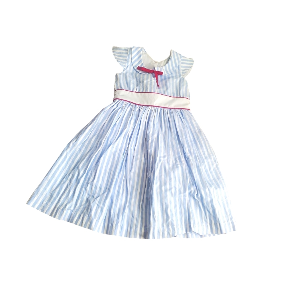 Nelly Madison Blue and White Striped Dress With Bow